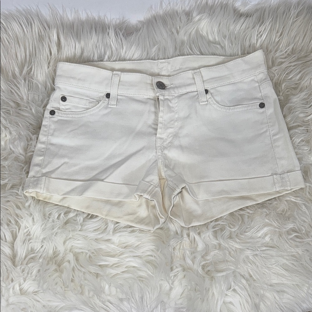 7 For All Mankind Off White Jean Shorts Summer Essential